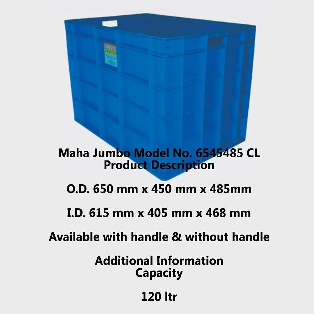 Aristo Rectangular Plastic Storage Crates, Model Name/Number: 6545485 CL, Capacity: 120 Ltr