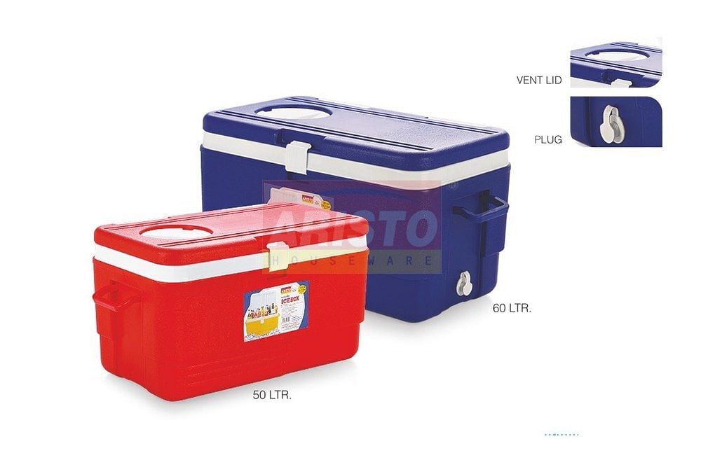 Aristo Red And Blue Ice Box 50ltr Vent Lid & Plug, Capacity: 50 Lit