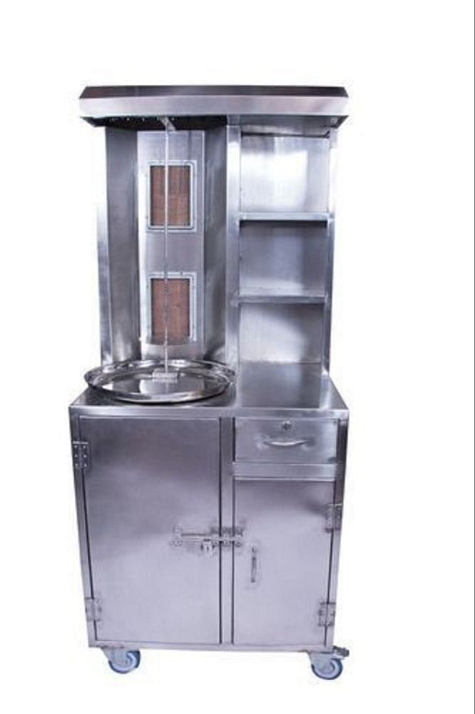 Bhawani Engineering Silver Chicken Shawarma Machine, Number Of Burners: 2 Burners, Size: 22 X 30 X 72"