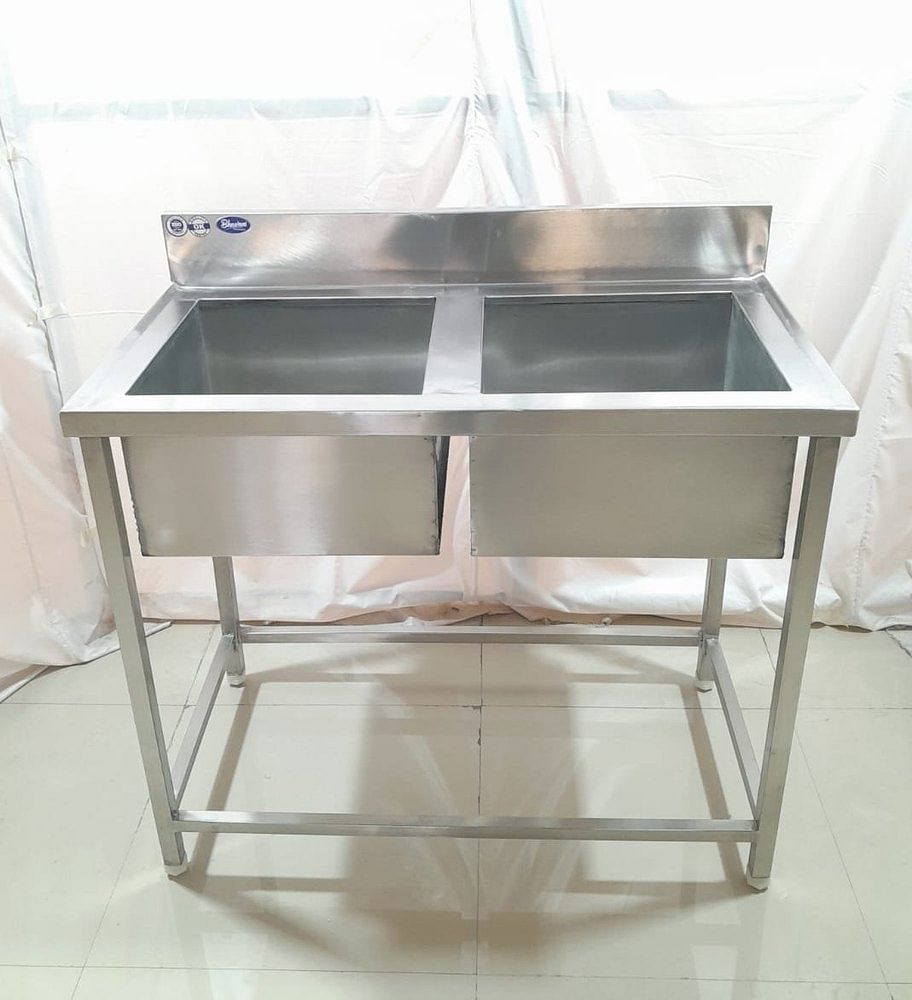 Bhawani Fine Ss Double Sink Unit, Sink Shape: Square, Number Of Sinks: 2