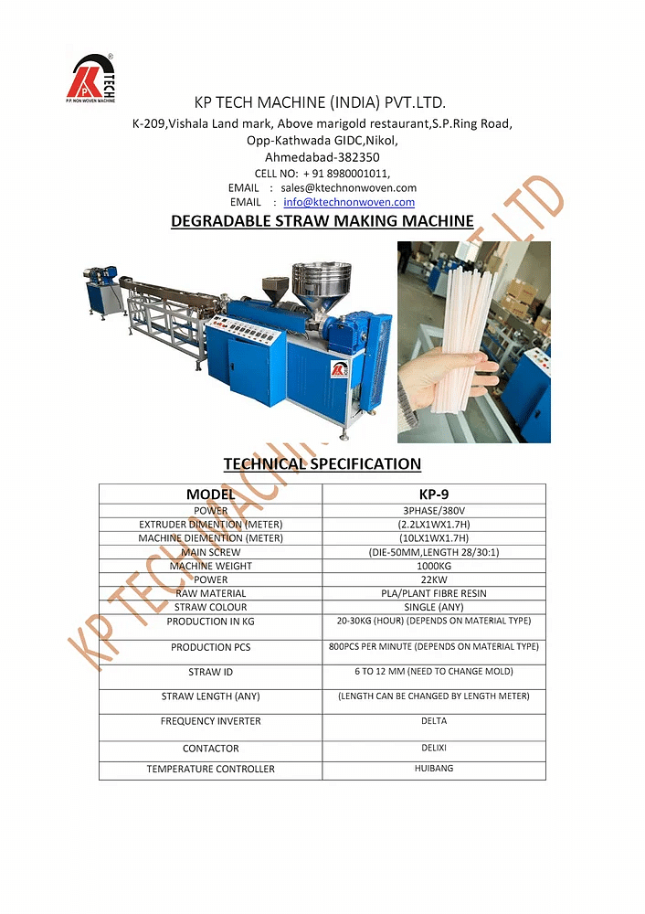 Bio compostable straw making machine