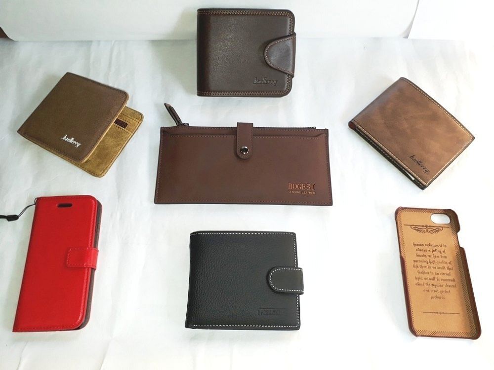 Black & BrownPU Italian Leather Wallet, Size: 12x10cm