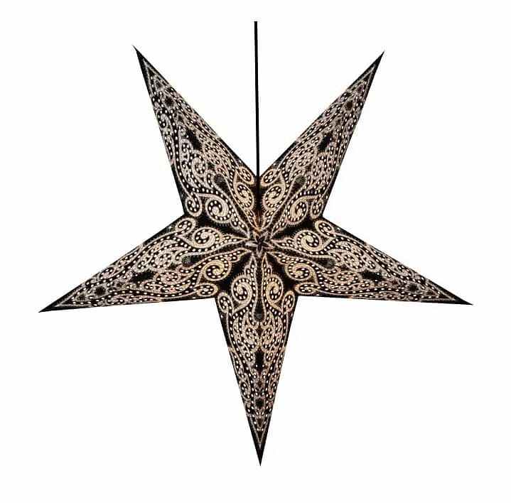 Black And Brown Paper Hanging Star, Size: 12 Inches