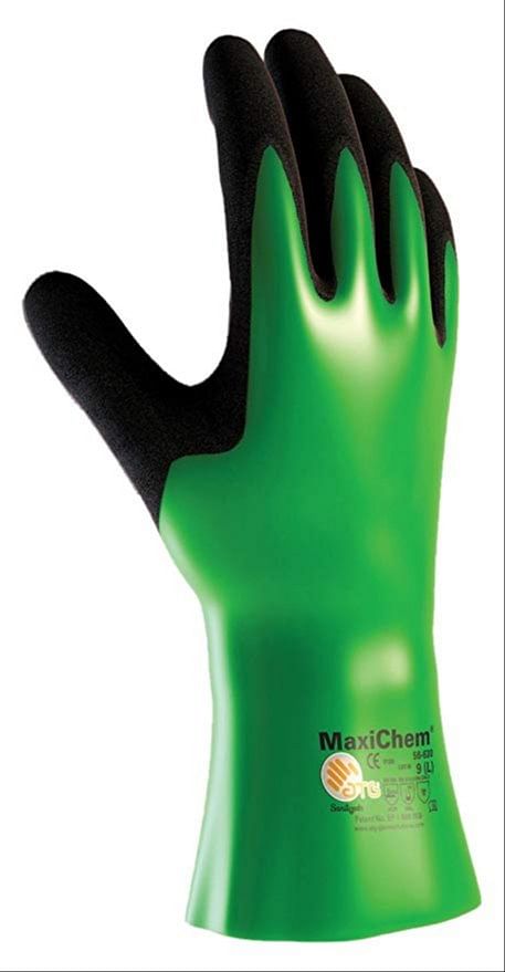 Black -Green Rubber Safety Gloves ATG Maxichem 56-630