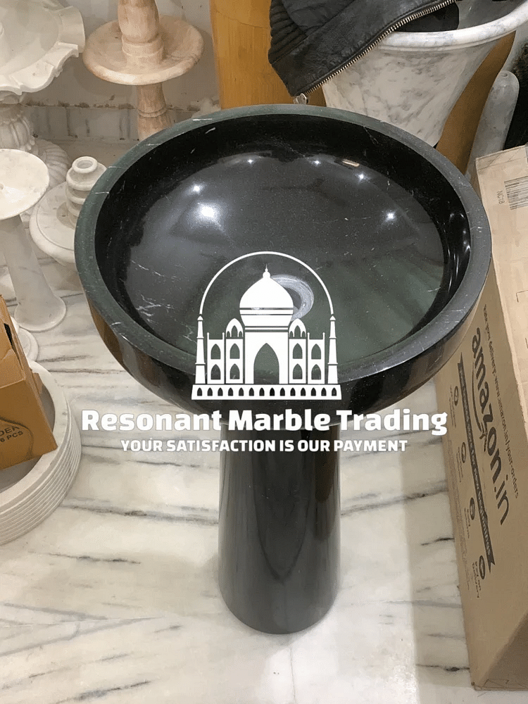 Black Markino Marble Pedestal Basin