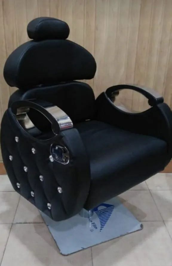 Black Salon Chair, Synthetic Leather, Without Footrest