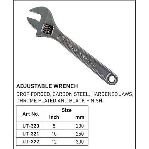 Black unison Adjustable Wrench, Size: 8 Inch