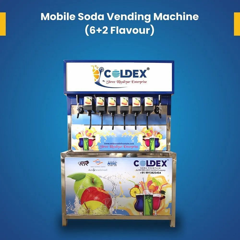 Blue 6 Plus 2 Mobile Soda Machine, Capacity: 1500 Glass/Day