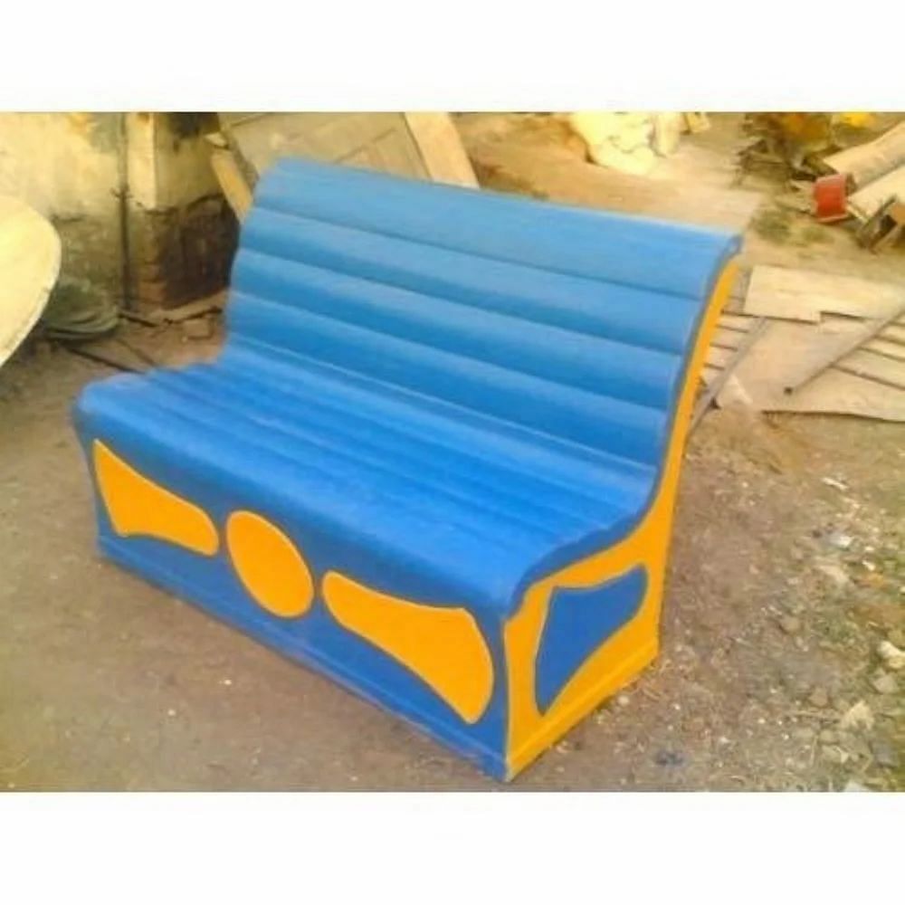 Blue FRP Designer Bench, With Back