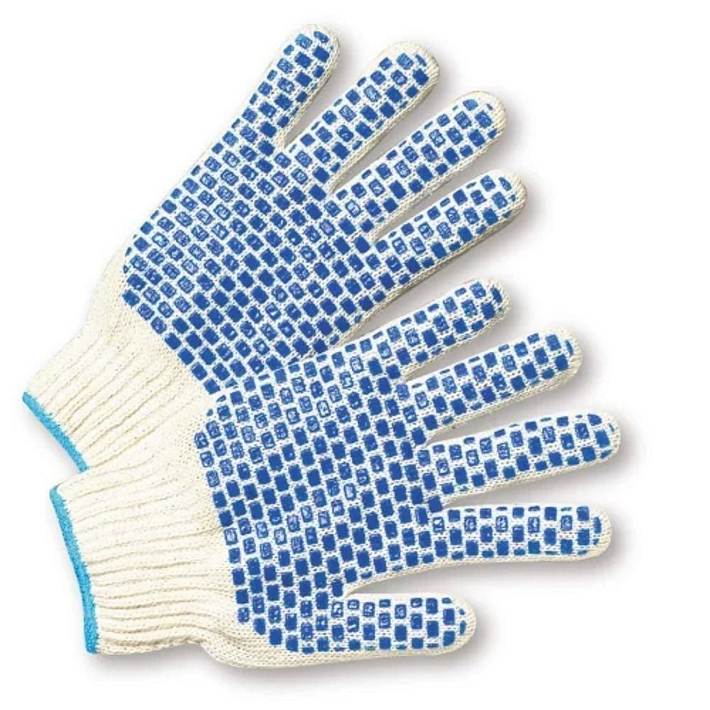 Blue Knitted Gloves with PVC Dots