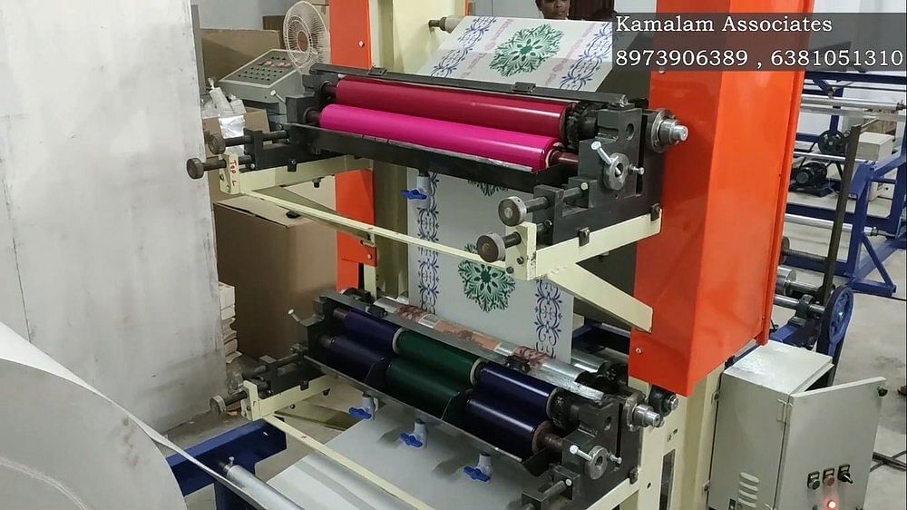 Blue Mild Steel Single Phase To Three Phase Paper Roll Printing Machine, Automation Grade: Automatic