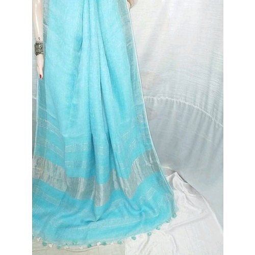 Blue Party wear Linen Saree