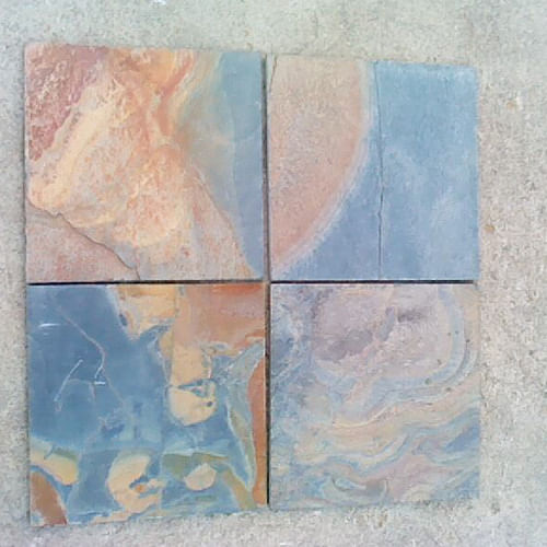 Blue & Pink Slate Stones Tiles, Thickness: 35-45 mm