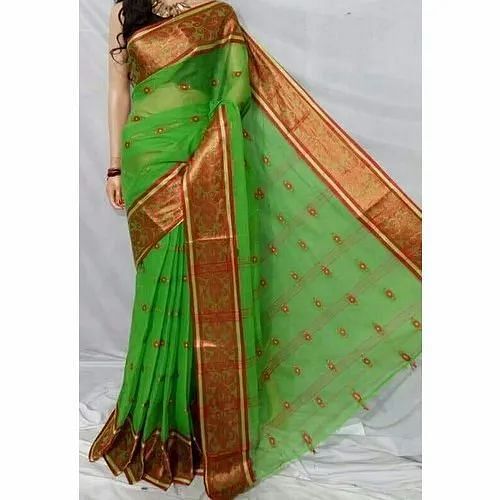 Border Green Jamdani Saree, Packaging Type: Packet