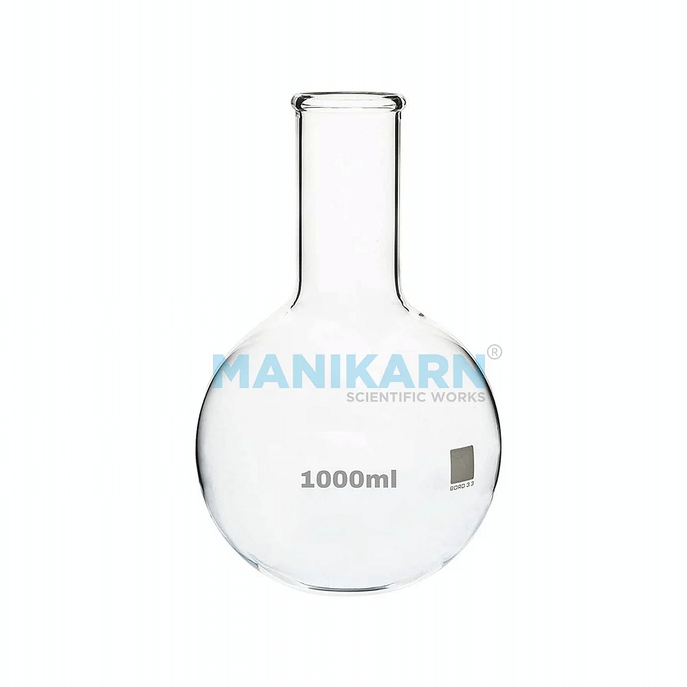 Borosilicate Glass Cylindrical MANIKARN Round Bottom Flask, Capacity: 50ml To 5000ml