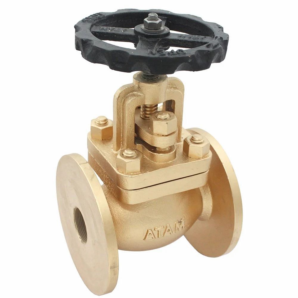 Bronze Auxiliary Steam Stop Valve, Flanged Ends (Table-H) IBR Approved AV-204 ATAM MAKE