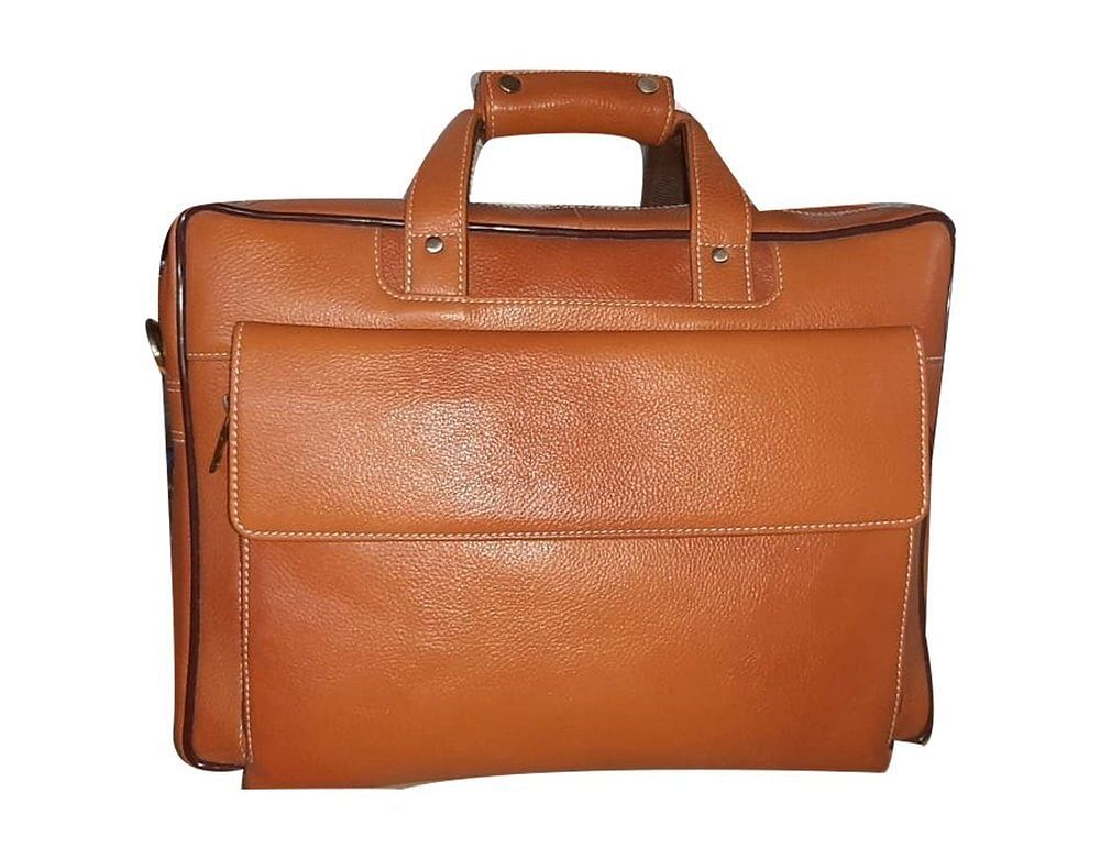 Brown 11x12.5x3inch Tan Leather Laptop Office Bag, Capacity: 2kg