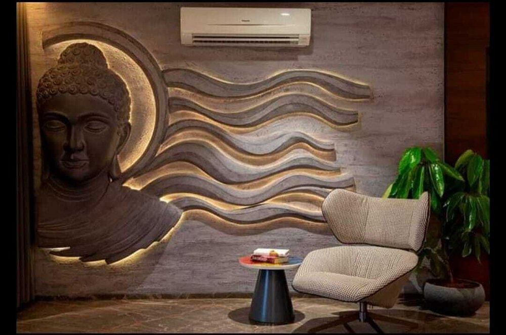 Brown 3d Buddha Wall Art, Size: Costomized