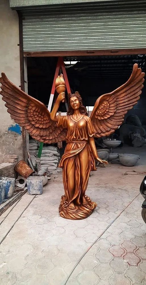 Brown Lady Fiberglass Angel Statue, For Decoration, Size/Dimension: 7""6""ft