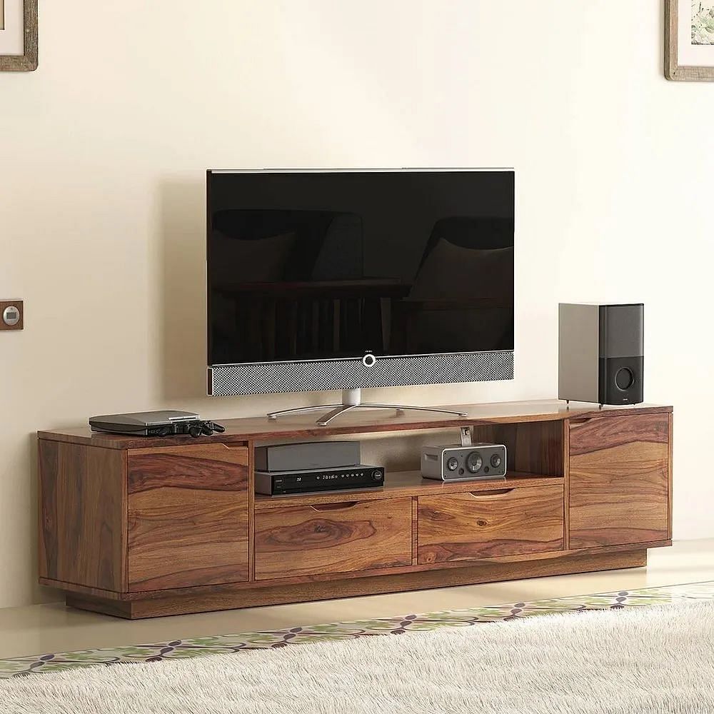 Brown Wooden Wall Mounted TV Cabinet