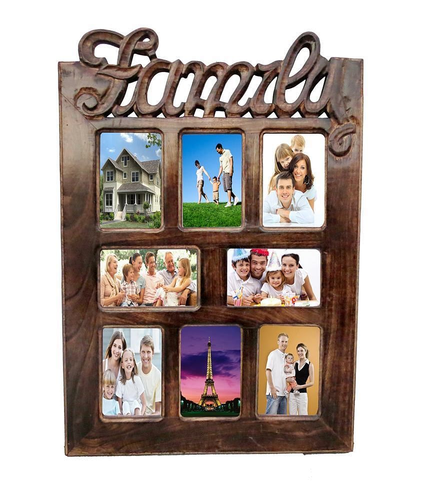 Brown Wood,Plastic Family Wall Photo Frames, Rectangle