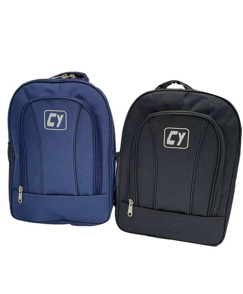 Camry Black and Blue Plain Matty School Bag