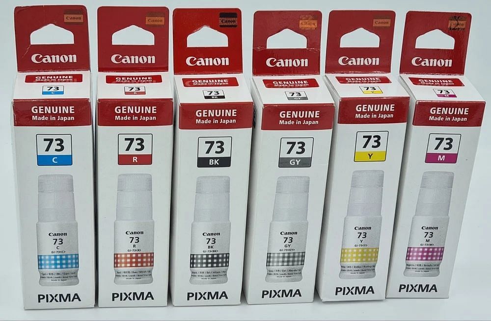 Canon  Pixma 73 Black,Cyan,Yellow,Magenta,Red,Grey Pack Of 6  Ink Bottles Pixma G570 G670