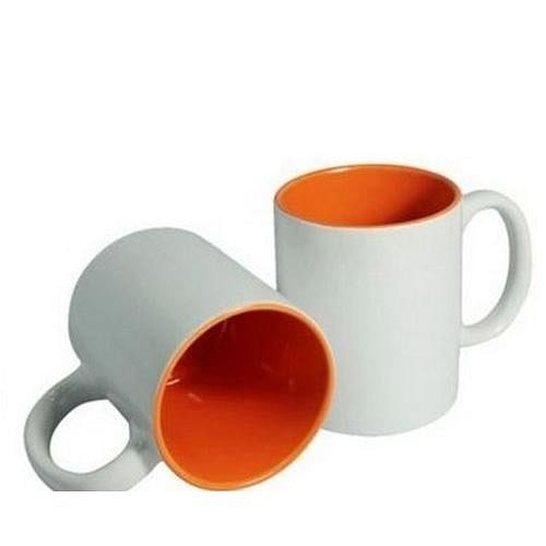 Ceramic Inner Orange Color Mug, Packaging Type: Box