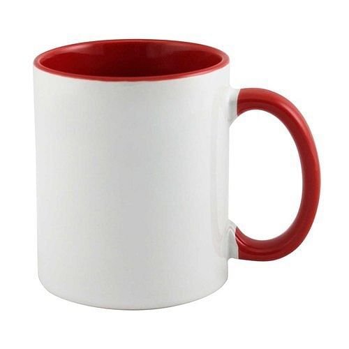 Ceramic Red and White 3 Tone Sublimation Coffee Mug, Size/Dimension: 11oz