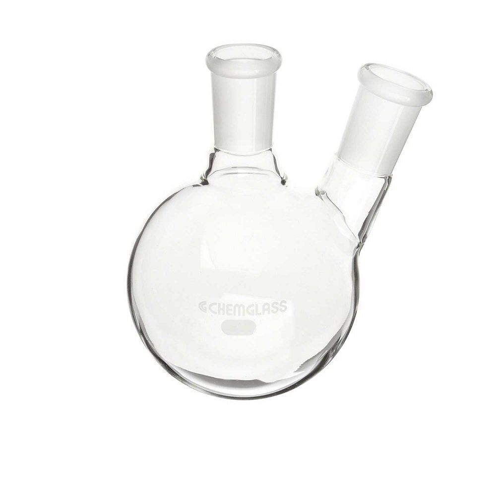 Chemglass Glass Two Neck Round Bottom Flask, Capacity: 100 ml