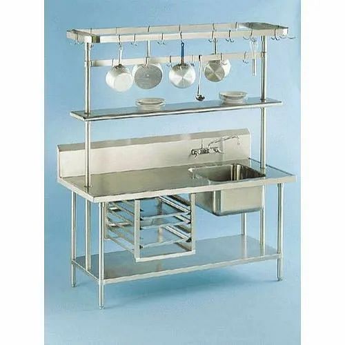 Chrome Single SS Utensils Storage Table Sink