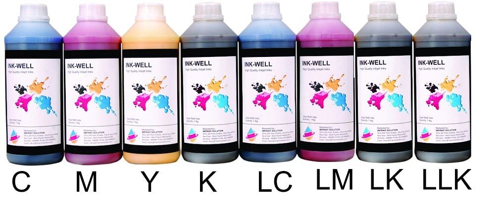 C/m/y/k/lc/lm/lk/llk INK-WELL Inks For Epson LFP Pro 7700, LFP Pro 7700, 9700, Pack Size: 100 Ml, 1 Kg