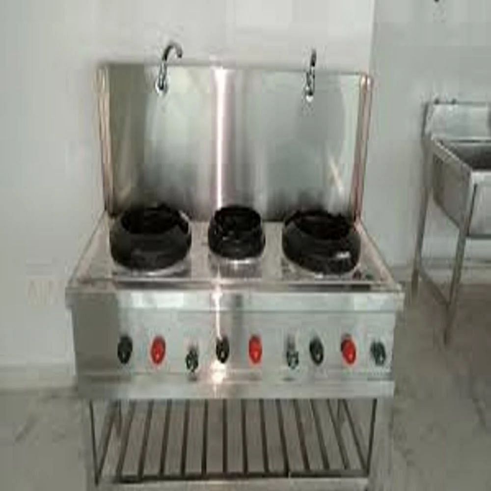 Commercial 3 Burner Cooking Range, 48x24x32 Inch