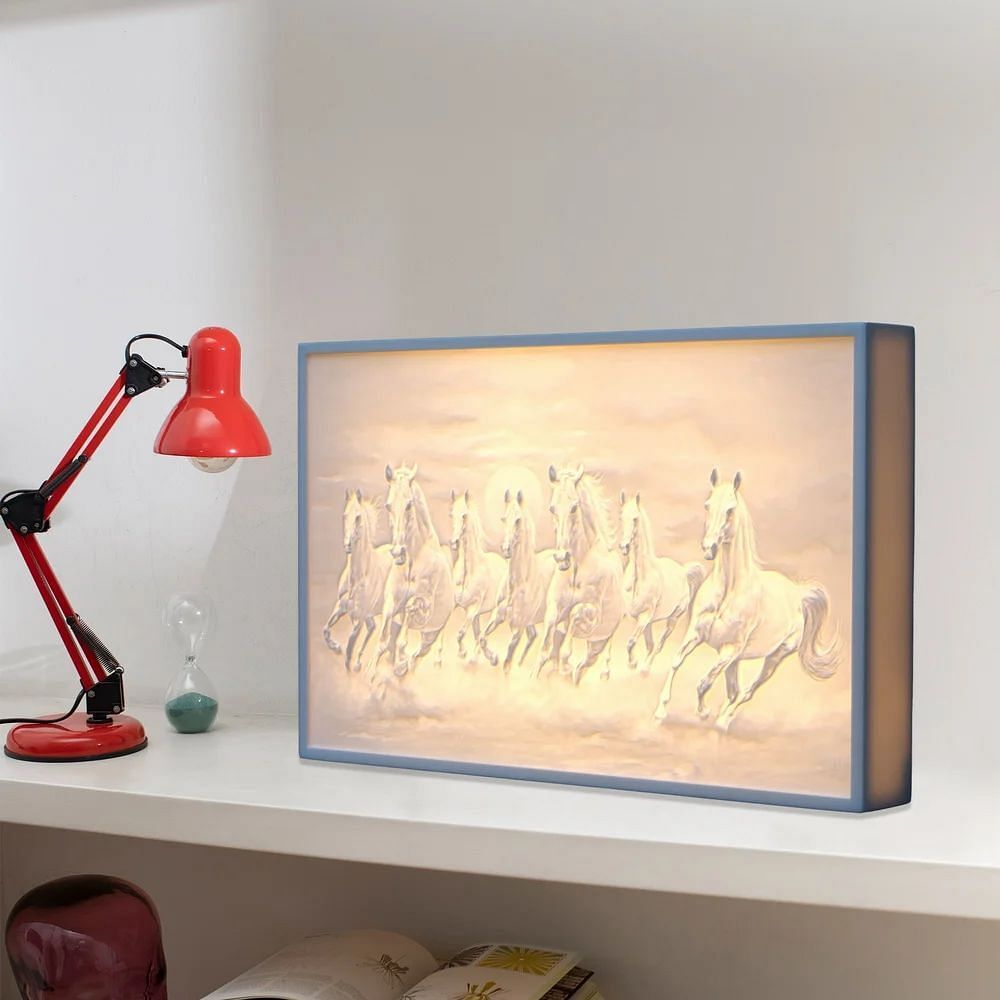 Corian 3D Lithophane - Seven Horses, For Home & Office, 8Kg