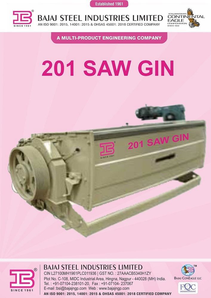 Cotton Saw Ginning Machine 201 Model