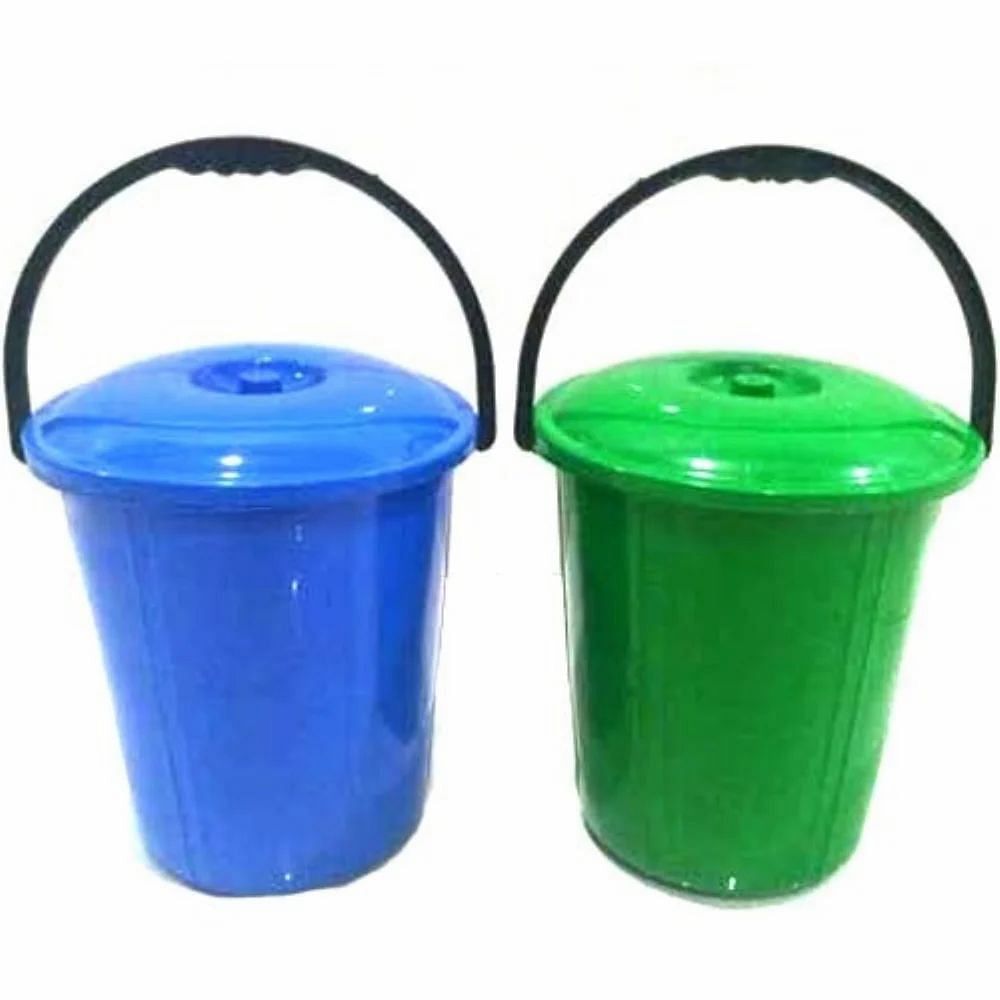 Cylindrical Blue Plastic Dustbin