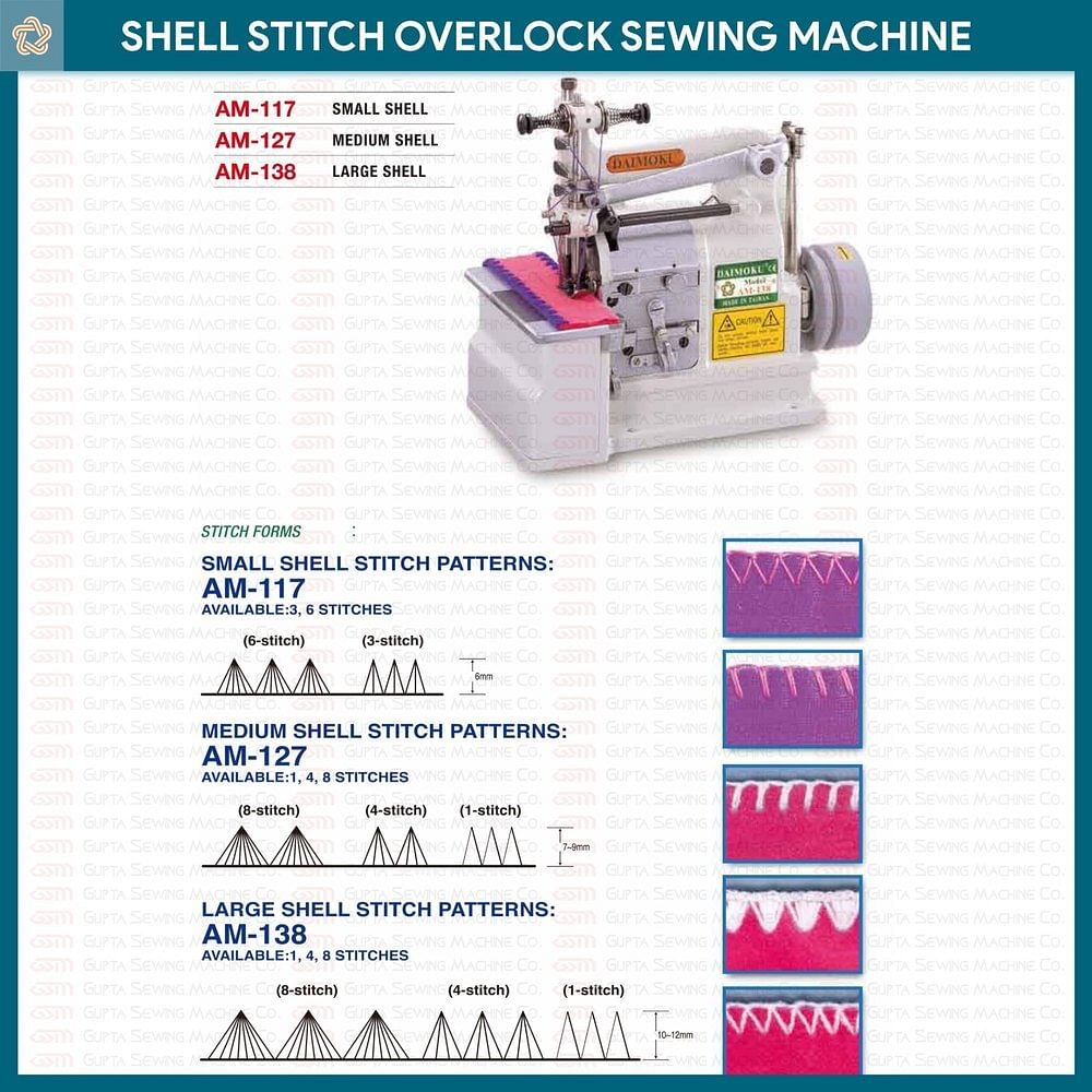 Daimoku AM-117 / AM-127 / AM-138 Shell Stitch Overlock Sewing Machine