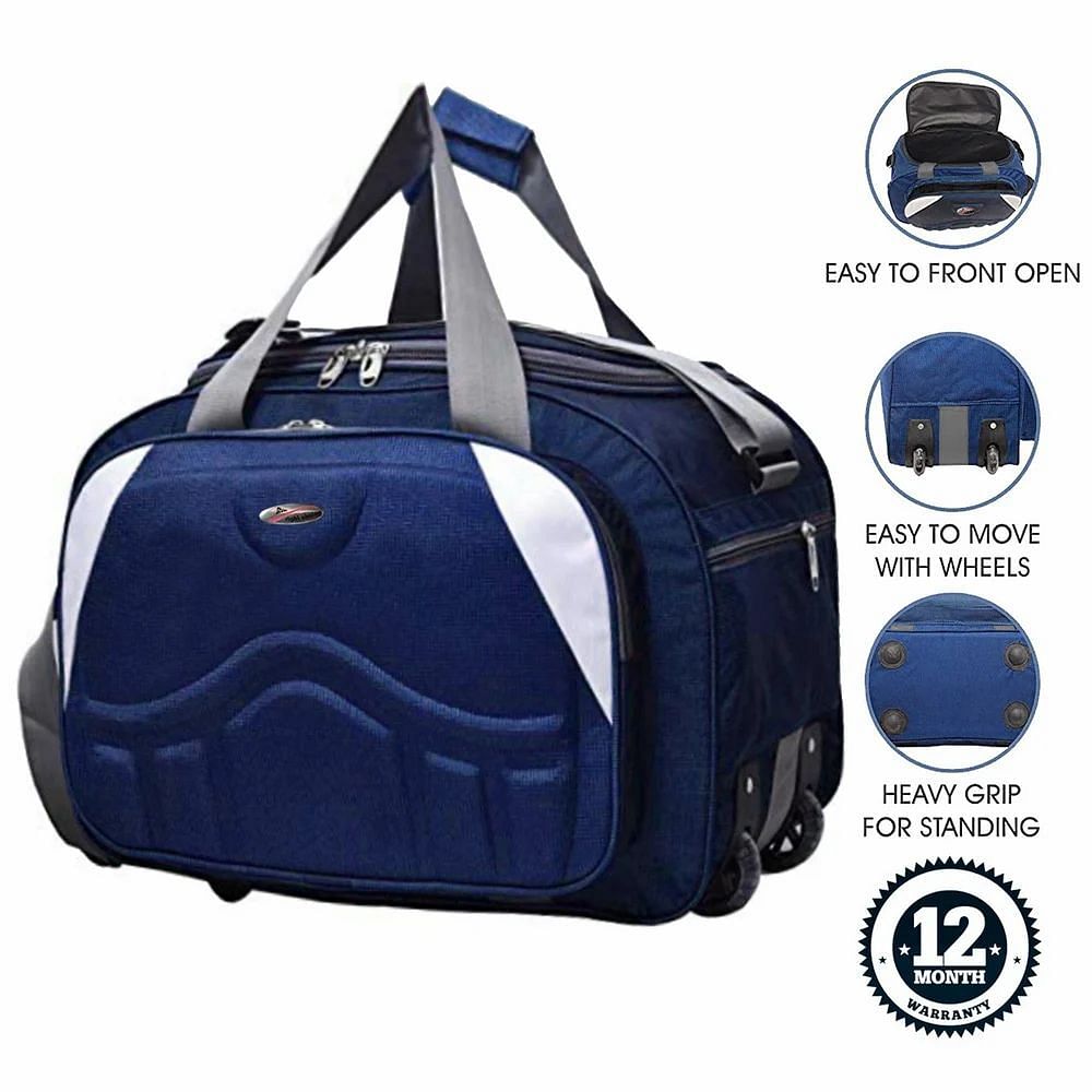 Dark Blue Nylon Plain Travel Bag, 40 L