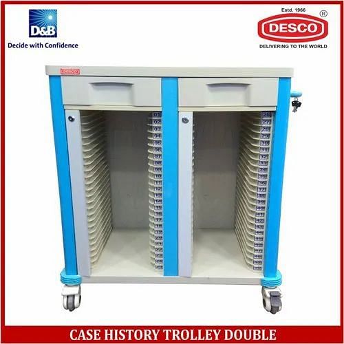 DESCO Cream And Blue Case History Trolley Double, Size: 65l X 40d X 85h Cms