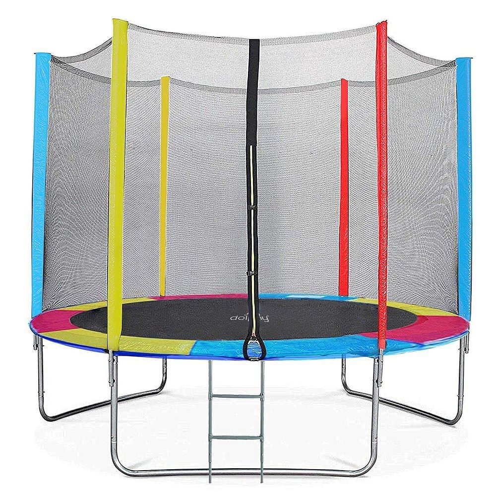 Dolphy Steel 10 Feet Jumping Trampoline with Enclosure (Multi color), For Gym, Model Name/Number: DCTL0003-MLT