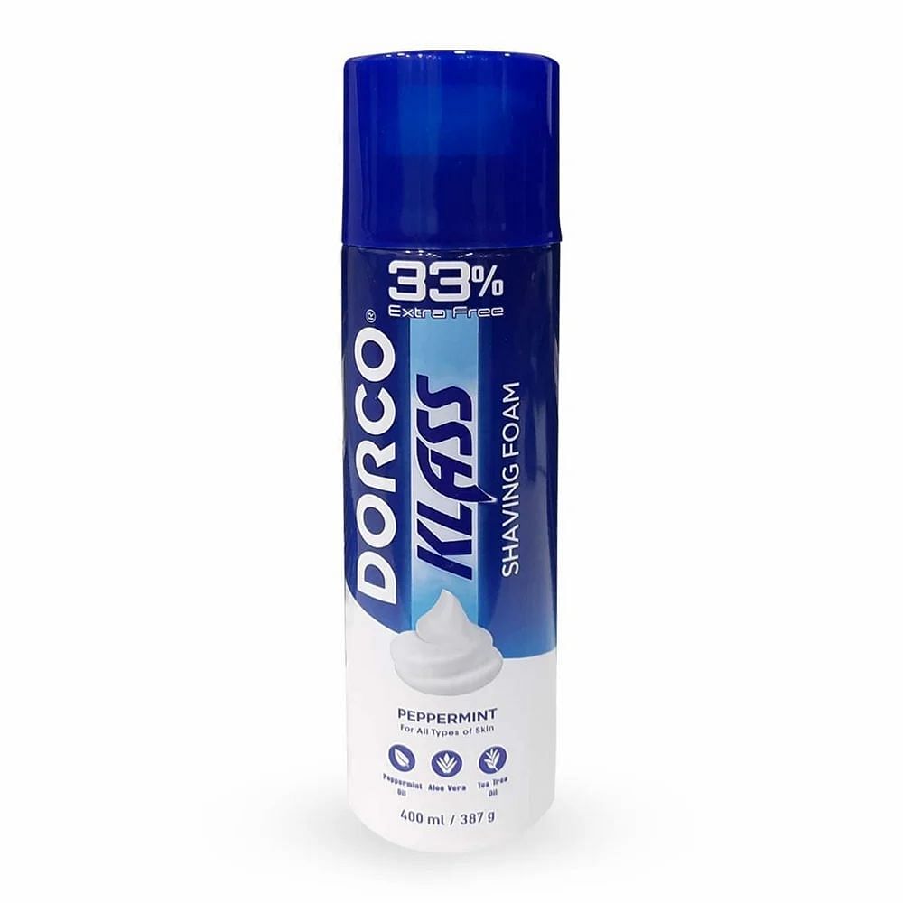 Dorco Klass Shaving Foam 400ml With Peppermint Oil, Aloe Vera And Tea Tree Oil For All Type Of Skin