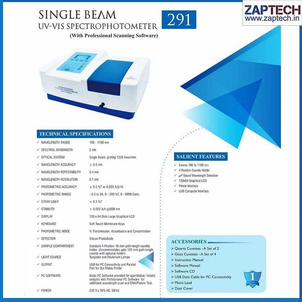 Double Beam Portable Digital Spectrometer, 190-1100 nm