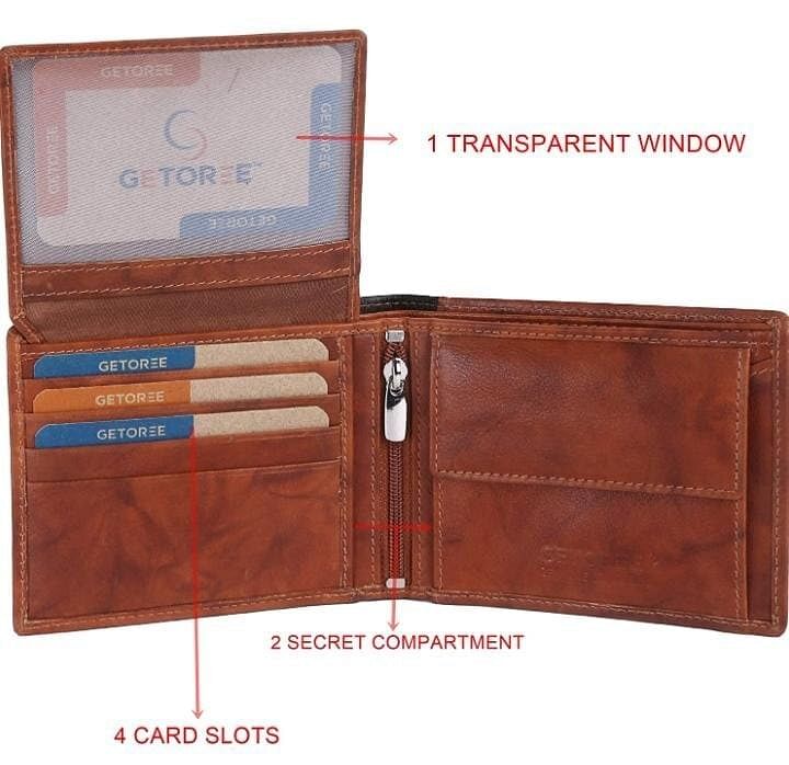 Drill Cloth Inside Brown Men Leather Wallet, Card Slots: 7