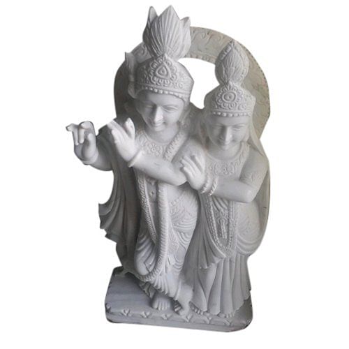 Durga Marble White Marble Radha Krishna Statue, For Worship