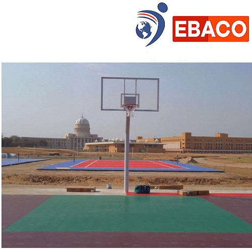 Ebaco White Net With White Post MS Fixed Basketball Pole, For Outdoor, Size: 180 Cm X 105 Cm (board)