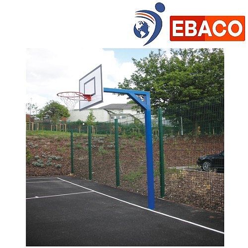 Ebaco White Net With White Post Fixed Basketball Pole, For Outdoor, Size: 180cm X 105cm (board)