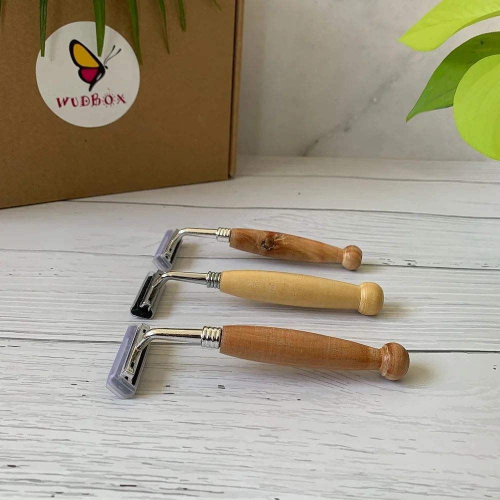 Eco Friendly Reusable Wooden Cartridge Razor, Packaging Size: 6 Inches