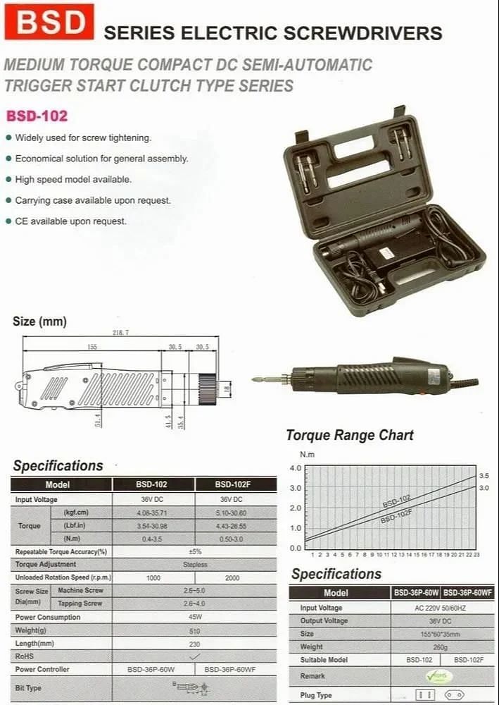 Electric Screwdriver BSD 102, 45W