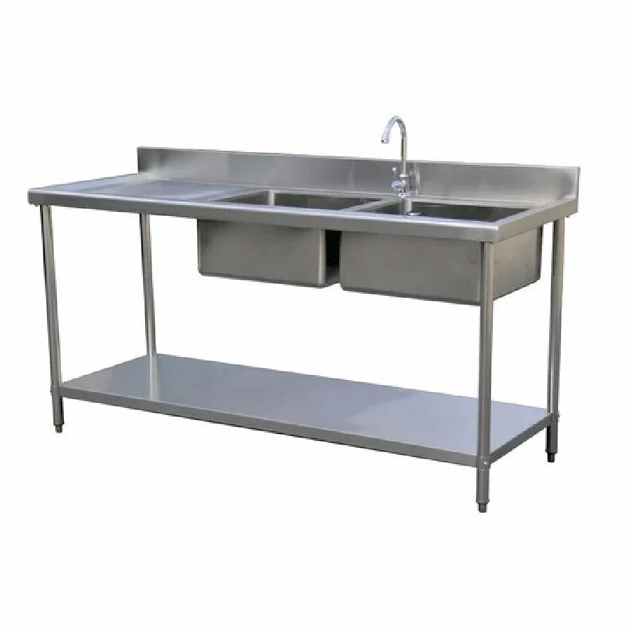 Equipment Type: Industrial Dishwasher Two Sink Unit With Table, For Restaurant, Capacity: 500 Dishes Per Hour