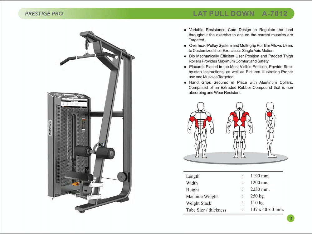 Evost Fitness Stainless Steel Lat Pulldown Machine, Model Name/Number: A7000 Series